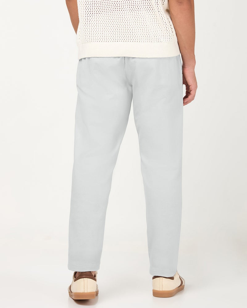 bewakoof Men's Light Grey Cotton Linen Pants - Image 3